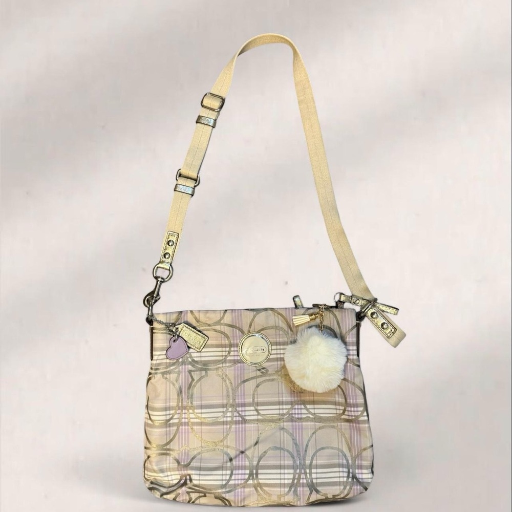 Coach Beige and Cream Shoulder Bag